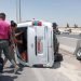 إصابة 19 شخصًا إثر انقلاب ميكروباص على صحراوي البحيرة