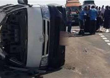 مصرع شخص وإصابة 10 فى حادث انقلاب ميكروباص على طريق بنها شبرا الحر