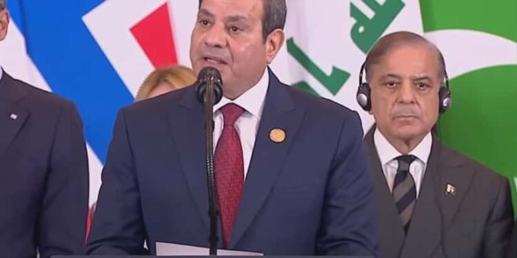 نص كلمة الرئيس السيسي خلال قمة شرم الشيخ للسلام