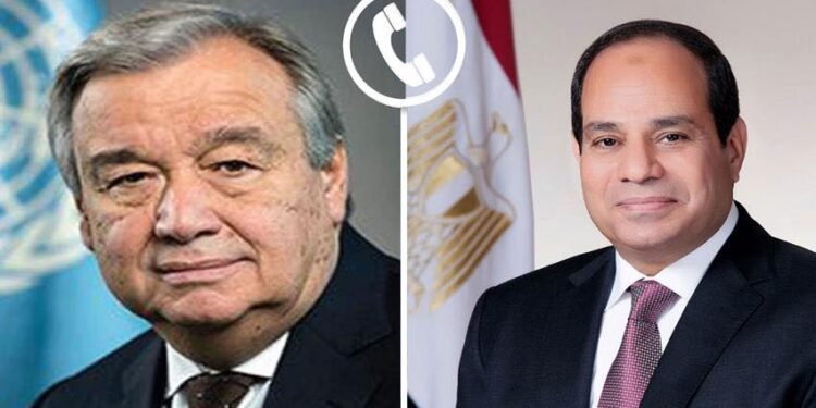 أمين عام الأمم المتحدة يشيد بجهود مصر والرئيس السيسي في وقف الحرب بغزة
