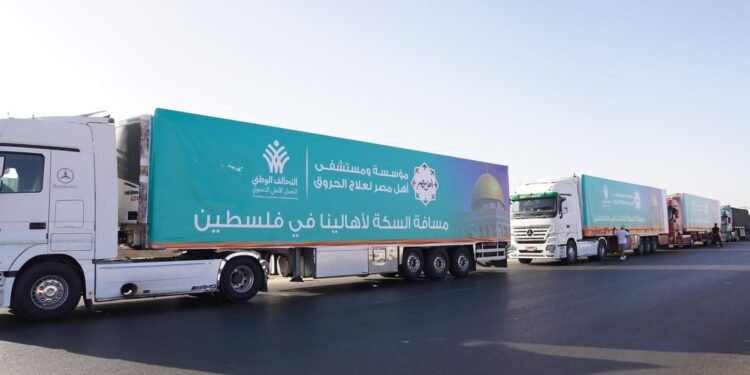 التحالف الوطنى يسيّر 19 شاحنة ألبان أطفال بوزن 9.5 طن إلى قطاع غزة