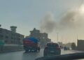 تصاعد أدخنة كثيفة علي طريق الدائري في القاهرة
