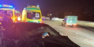 إصابة 4 أشخاص في تصادم 3 سيارات أعلى الطريق الدائري بالمريوطية