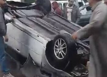 انقلاب سيارة ملاكي بمحور حسب الله الكفراوي في المعادي بسبب سوء الطقس