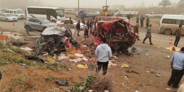 النيابة تعاين موقع حادث المنوفية الذي أسفر عن مصرع 8 عمال وإصابة 4 اخريين