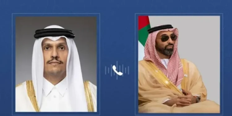طحنون بن زايد ورئيس وزراء قطر