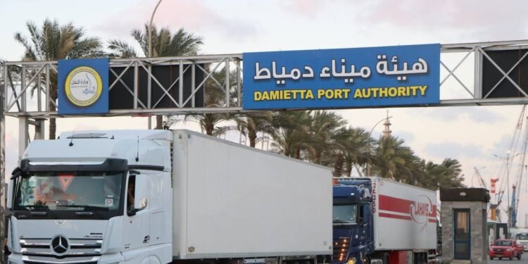 ميناء دمياط يعزز مكانته اللوجستية.. 133 شاحنة ترانزيت إلى الخليج عبر خط الرورو