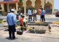 هبوط أرضي بطريق الكورنيش في الغردقة