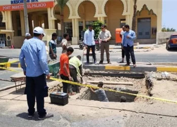 هبوط أرضي بطريق الكورنيش في الغردقة