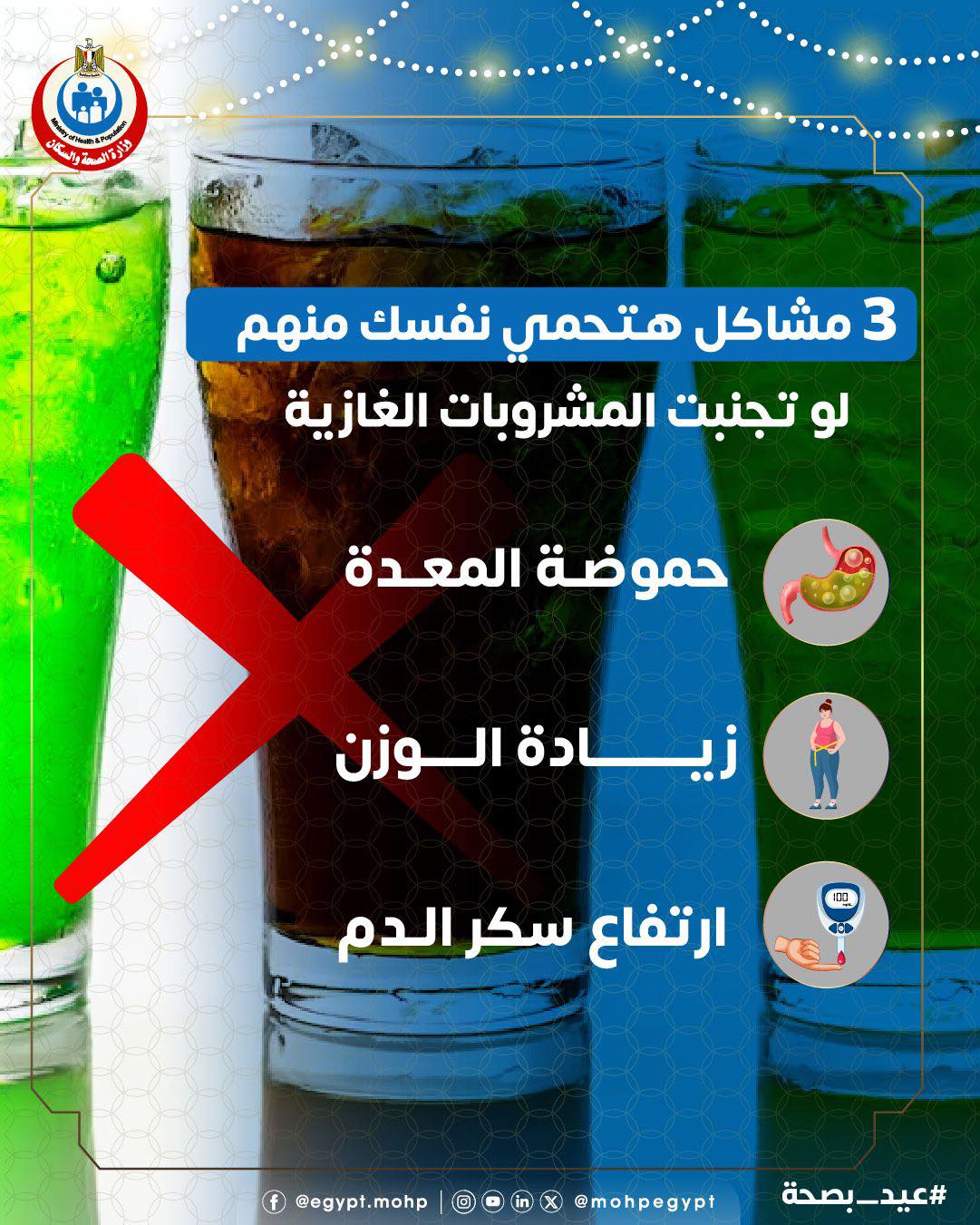 وزارة الصحة تحذر: المشروبات الغازية خدعة انتعاش تنتهي بمشاكل صحية معقدة