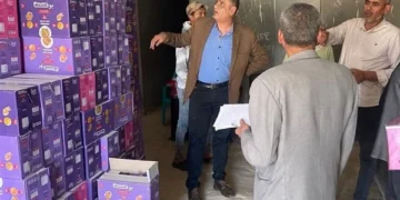ضبط سلع مجهولة المصدر بحملة تموينية في بني سويف