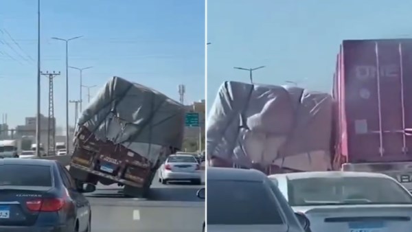 بطل التريلا يكشف كواليس إنقاذ شاحنة من الانقلاب على طريق المحلة