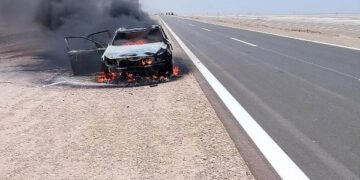مصرع شخص وإصابة 4 آخرين في انقلاب سيارة واشتعالها بطريق الساحل الشمالي
