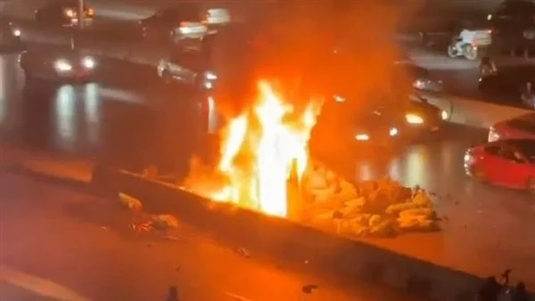 اندلاع حريق في سيارة نقل أعلى دائري المعادي.. تفاصيل